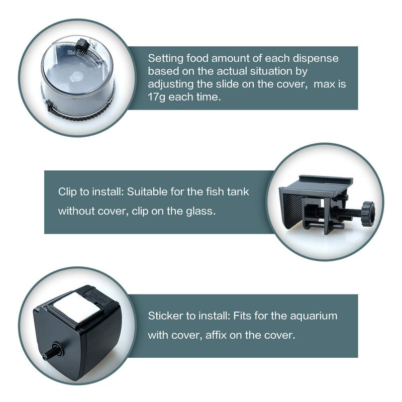 Lychee Aquarium Fish Feeder Vacation Aquarium Automatic Fish Food Dispenser Tank Feeder Timer Auto Feeders for Holiday Vacation Fish Dispenser (AF-2009) - Image 3